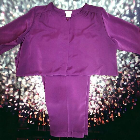 Roamans purple 2pc flowing pants set - Picture 1 of 11